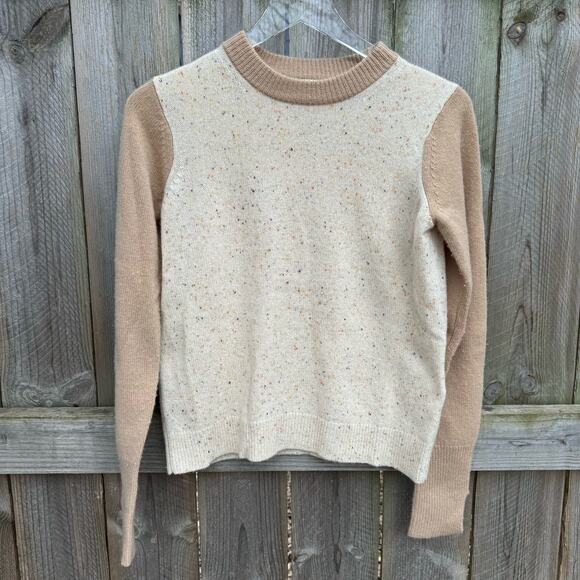 3.1 Phillip Lim Colorblock Cashmere Crew Neck Knit Sweater Pullover Cream Tan XS - Picture 1 of 8